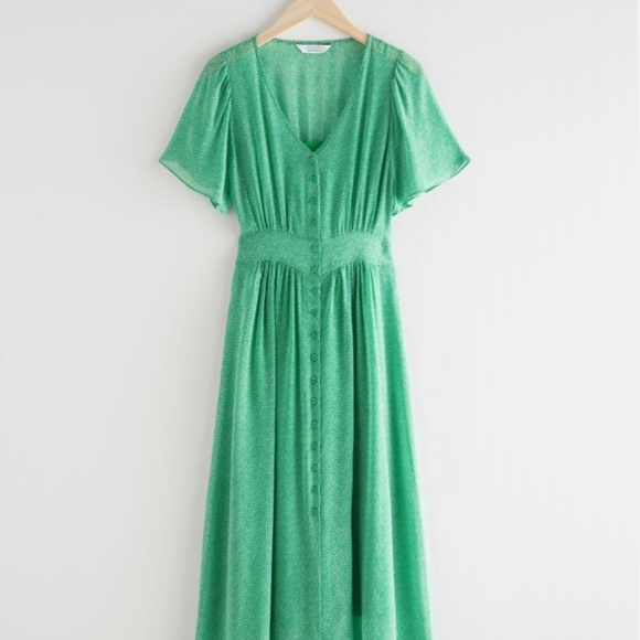 & Other Stories Dresses & Skirts - & Other Stories Floral Print Midi Dress - Green, Size 4